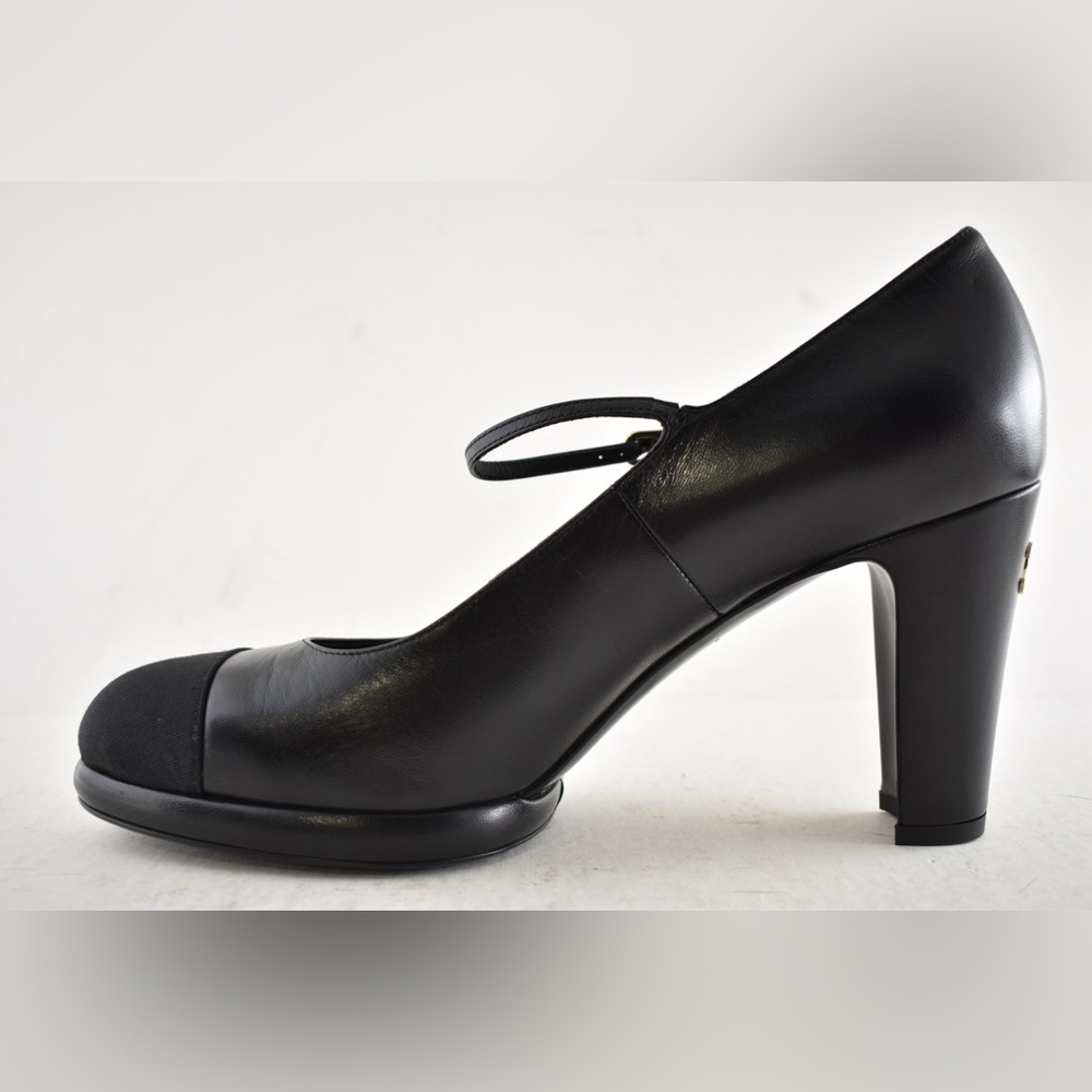 Chanel 24B Black CC Logo Mary Jane Ankle Strap Block Heel Platform Pumps 41 - Picture 11 of 16